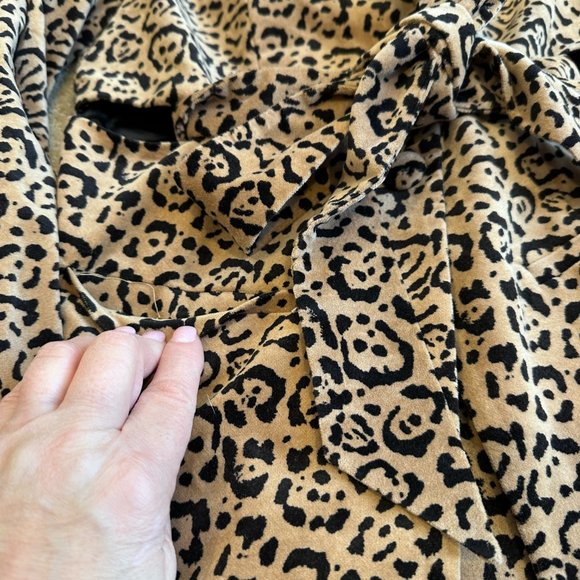 Good American Velvet Leopard Blazer Jacket Animal Print Neutral Career SMALL - Picture 6 of 15